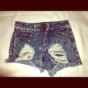Studded Destroyed Denim Shorts (Nordstrom brand)